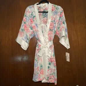 NEW Vintage L.A. Intimates Floral Slip Chemise & Matching Robe Dressing Gown M